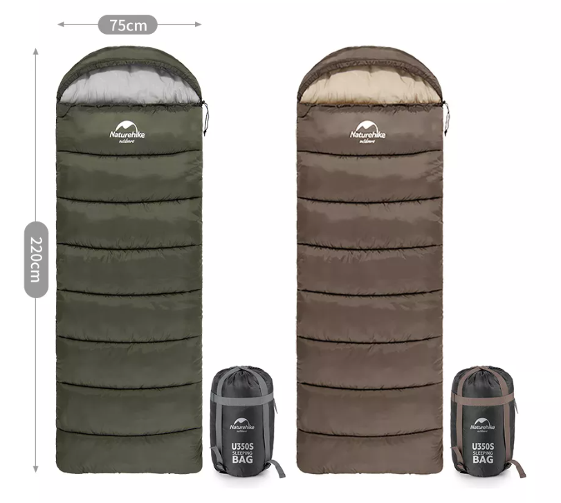 Мешок спальный Naturehike U350, (190х30)х75 см, (левый) (ТК: +1C), темно-зеленый