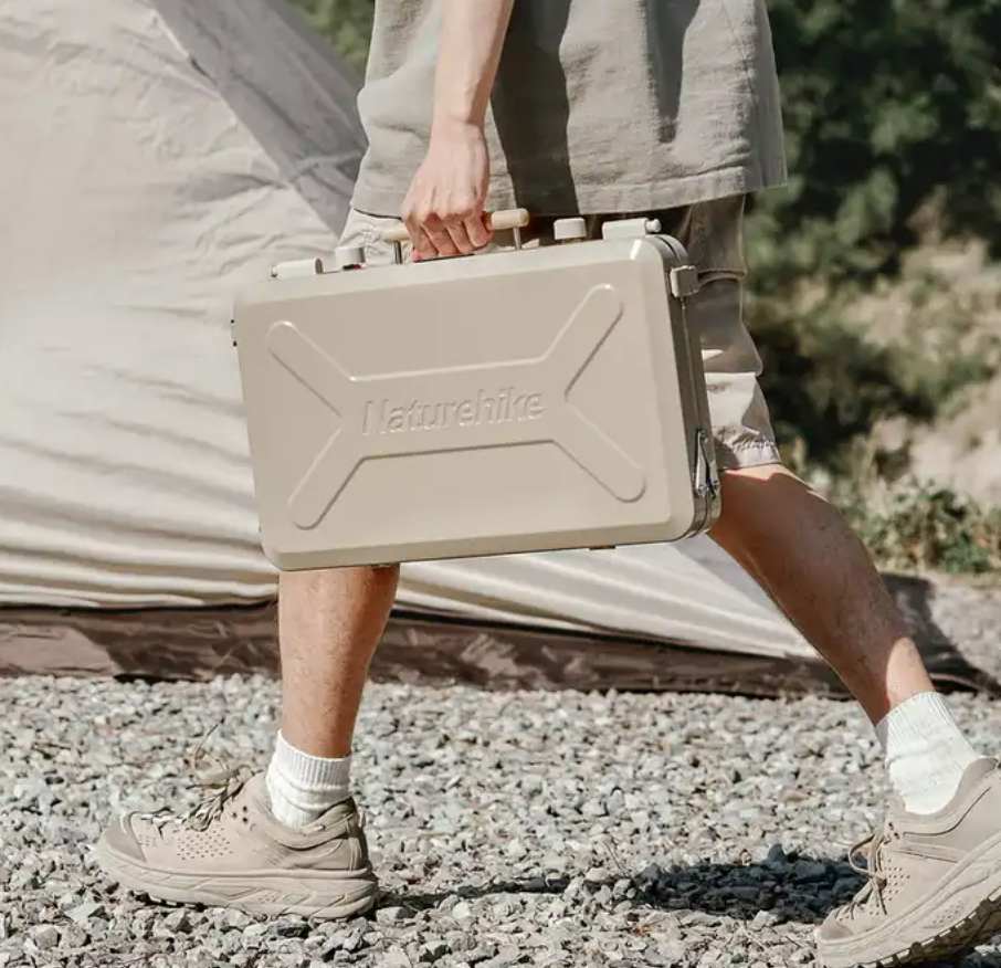 Плита газовая Naturehike 2,5 кВт, двухконфорочная, бежевая