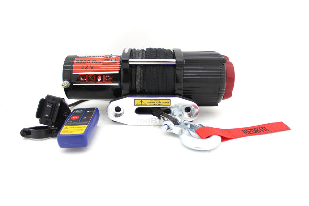 Лебедка для квадроцикла 12В 3500 lbs (1587 кг) TROPHY (трос синтетика)