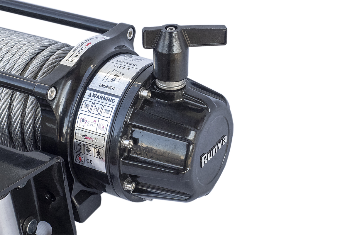 Лебёдка автомобильная электрическая 12V Runva EWB9500S 4350 кг влагозащищенная, стальной трос