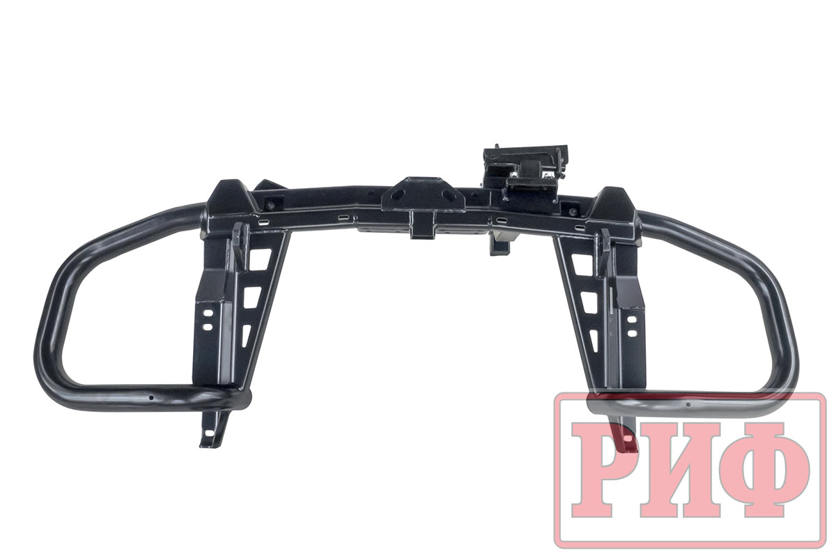 Бампер задний силовой/защита штатного бампера РИФ для Toyota Land Cruiser Prado 150 c квадратом под фаркоп, калиткой, подсветкой номера