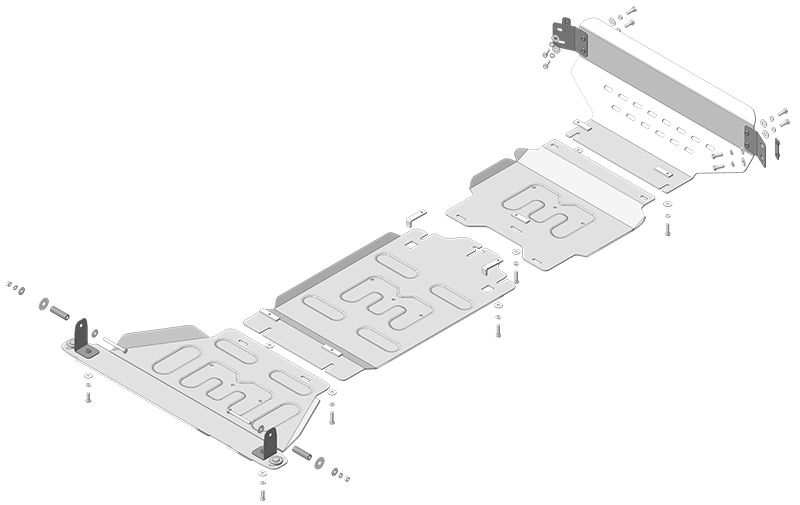 Защита радиатора, ДВС, КПП, РК алюминиевая 5 мм RAM 1500; V=5,7; 4WD; (2018 - 2024)