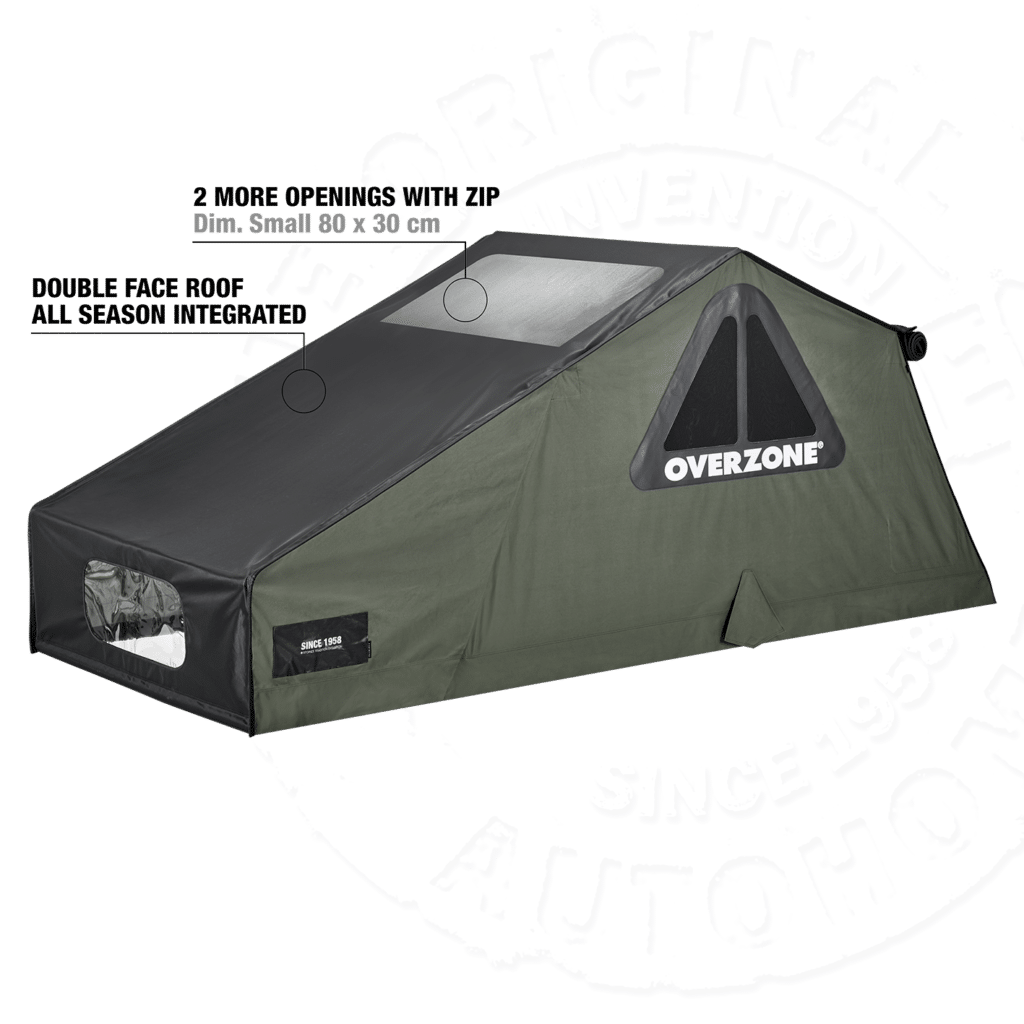 Палатка на крышу автомобиля AUTOHOME OVERZONE SMALL STANDARD, тент песочный, лестница 220 мм