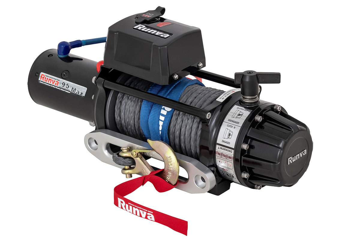 Лебёдка автомобильная электрическая 12V Runva EWB9500MAXSSR 4350 кг MAX влагозащищенная, синтетический трос