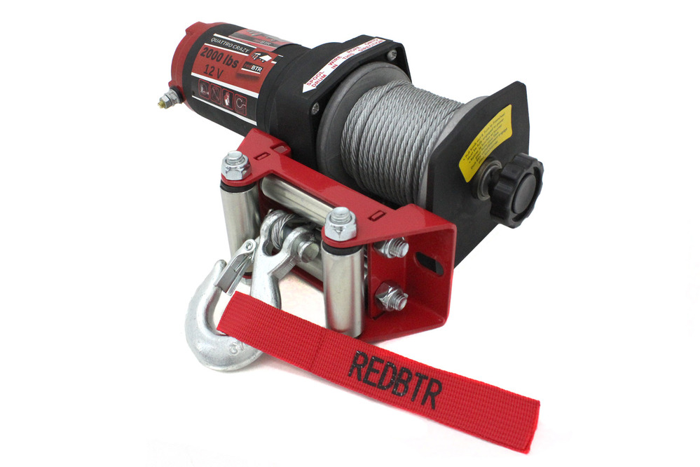 Лебедка для квадроцикла 12В 2000 lbs (907 кг) 1,6 кВт (стальной трос)