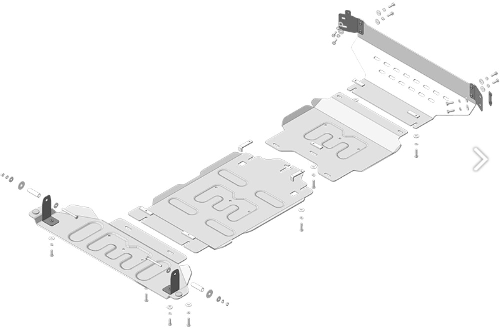 Защита радиатора, ДВС, КПП, РК алюминиевая 5 мм Dodge Ram 1500; V=3,0; 4WD; с 2024 (активный спойлер)