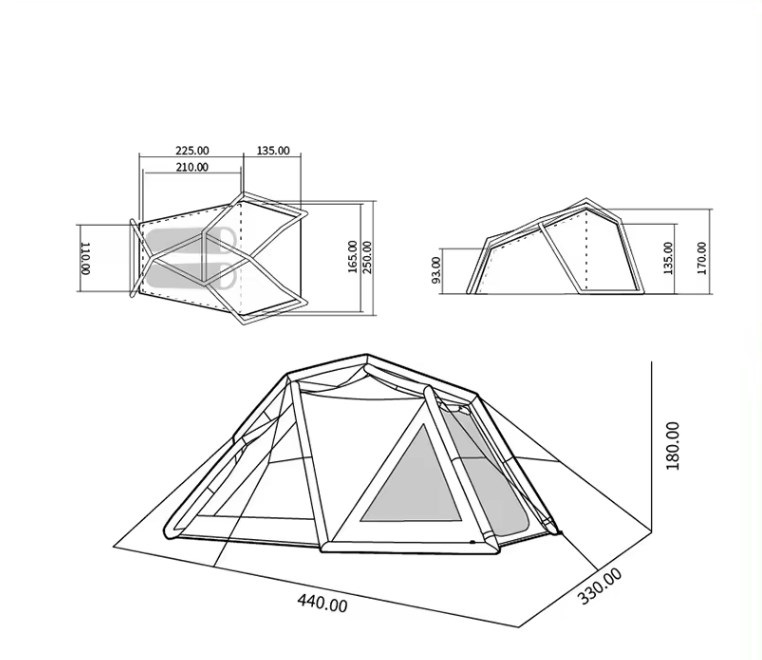 Палатка Naturehike Lingfeng Air 7.3 2-местная, быстросборная, надувной каркас, бело-голубая