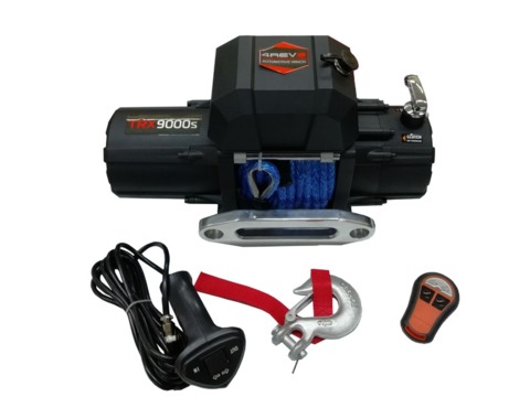 Лебедка автомобильная 4REVO TRX-9000 12V с узким барабаном (синтетический трос)