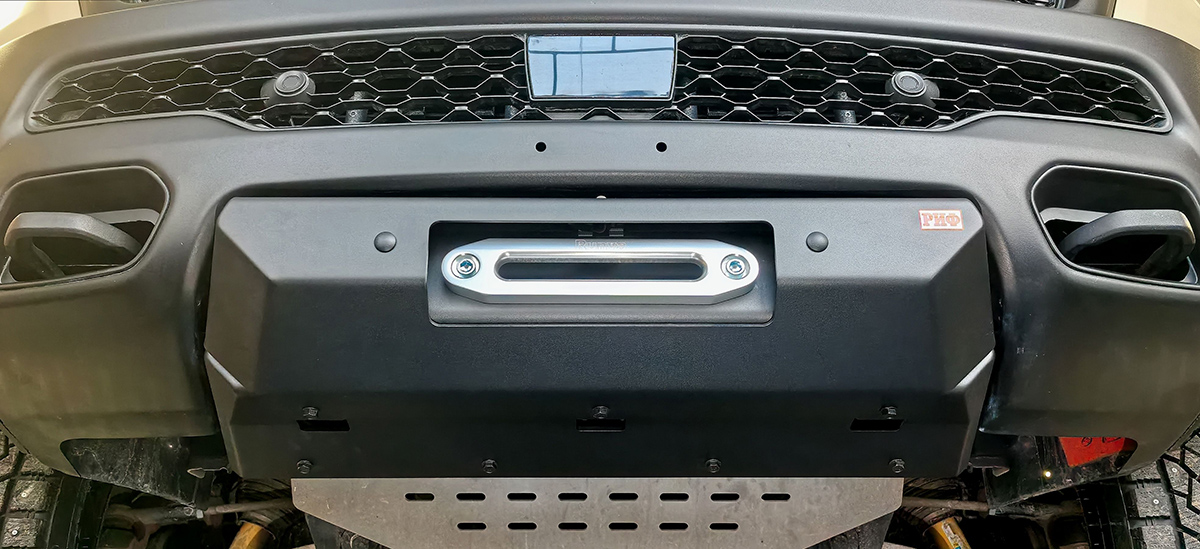 Площадка РИФ под лебёдку с защитой радиатора в штатный бампер RAM 1500 Rebel 2024+