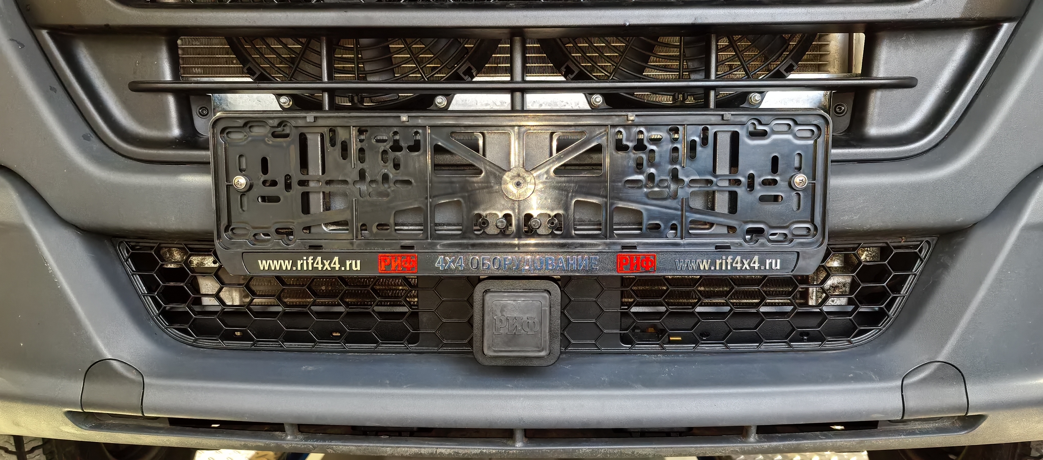 Фаркоп РИФ передний (переходник) для съёмной лебёдки с защитой радиатора на ГАЗ Соболь NN