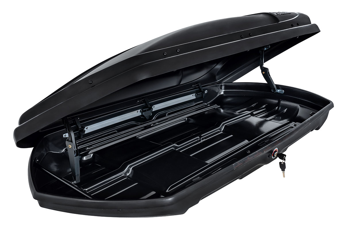 Бокс автомобильный на крышу Pentair COBRA 390L черный глянец, двусторонний