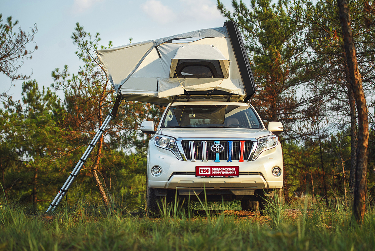 Палатка на крышу автомобиля РИФ Hard RT03-165W, корпус черный, тент серый