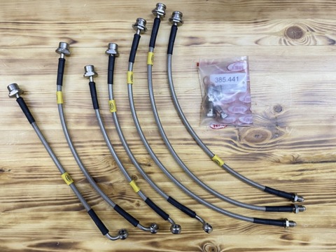 Toyota Land Cruiser 105 (Дисковые) (Лифт 50 мм). Комплект из 7 армированных тормозных шлангов