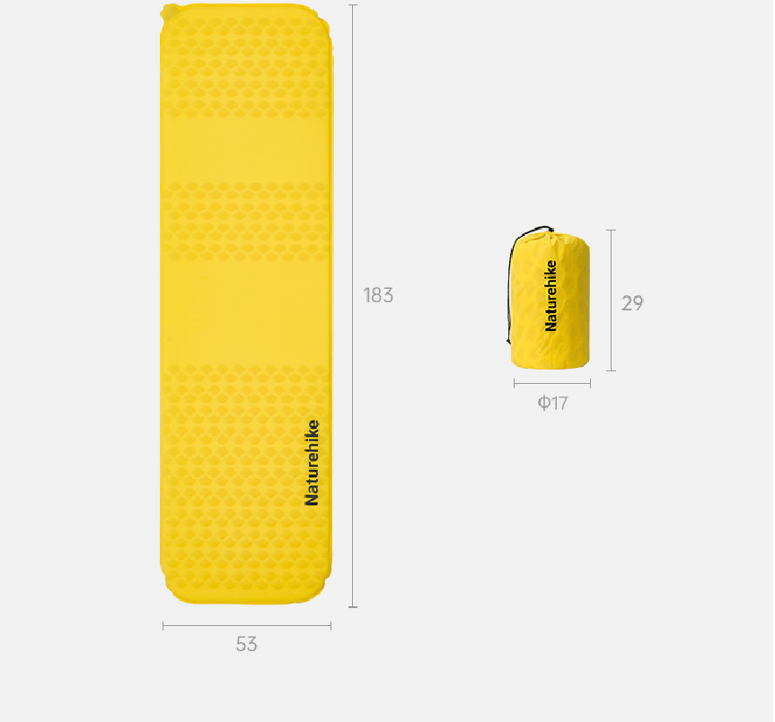 Коврик надувной Naturehike 183х53х3,5 см, желтый