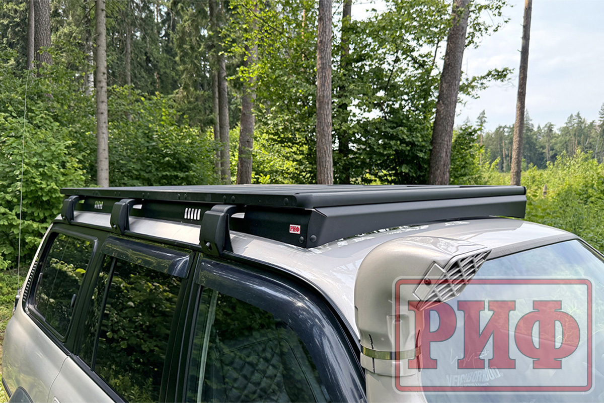 Багажник экспедиционный (платформа) алюминиевый РИФ 1250x2080 мм для Toyota Land Cruiser 80 (с крепежом)