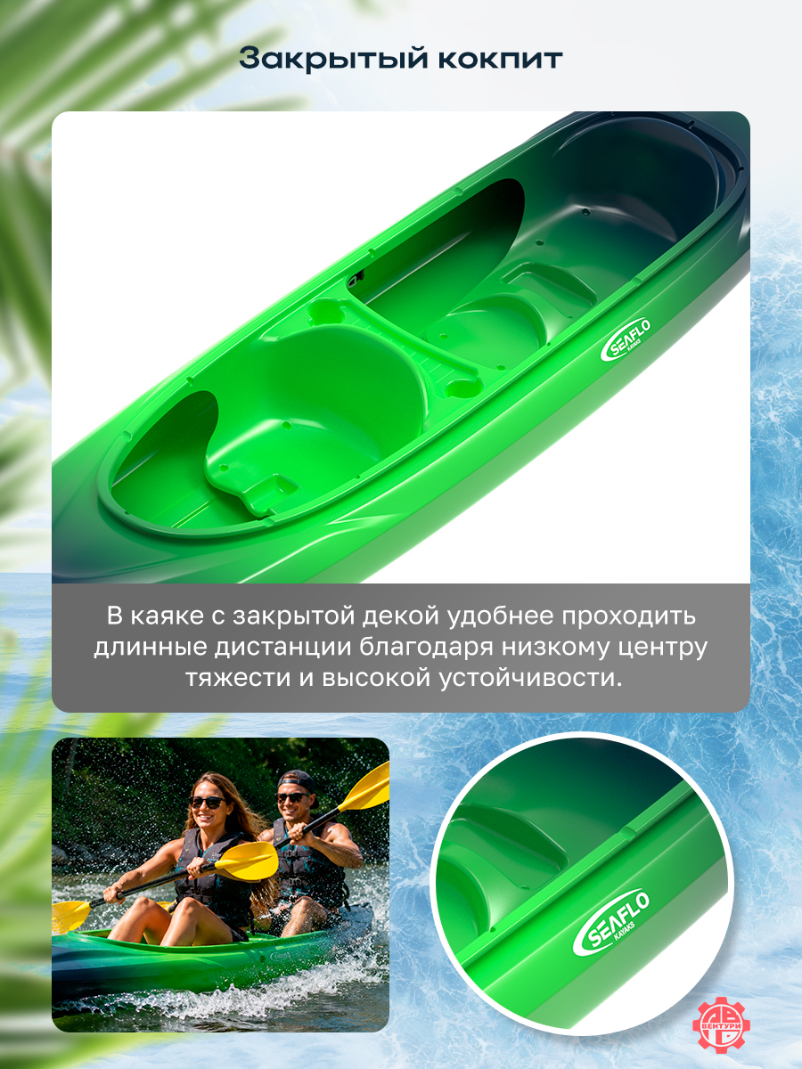 Каяк SEAFLO River Rover XL тандем 13 (400 см), тип Sit-In. синий.