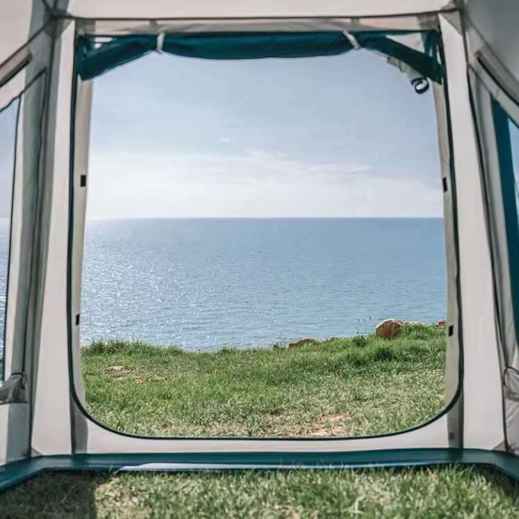 Палатка Naturehike Lingfeng Air 7.3 2-местная, быстросборная, надувной каркас, бело-голубая