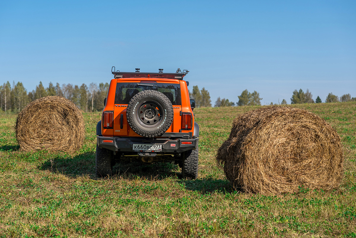 Бампер РИФ силовой задний TANK 300 с квадратом под фаркоп, калиткой и фонарями
