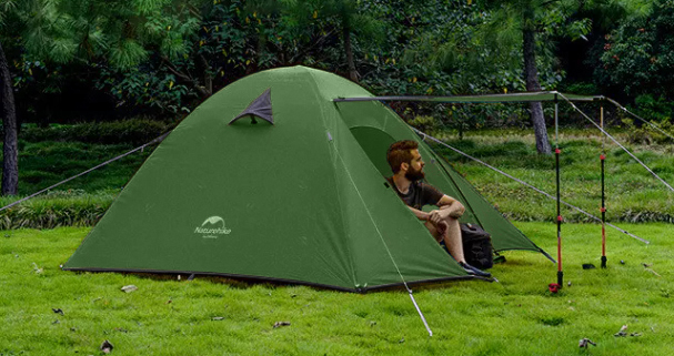 Палатка Naturehike P-Series 2-местная, алюминиевый каркас, зеленая