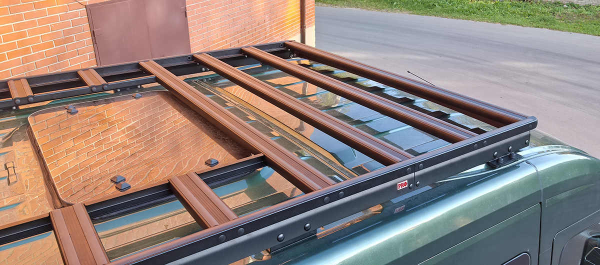 Багажник экспедиционный (платформа) алюминиевый РИФ 1600x2650 мм для ГАЗ Соболь NN Минивэн с вставкой RIF208-16572 (2 места)