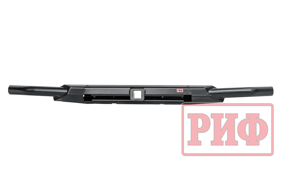 Бампер передний силовой/защита штатного бампера РИФ УАЗ Патриот 2015+ с квадратом под фаркоп и защитой рулевых тяг (стандарт)