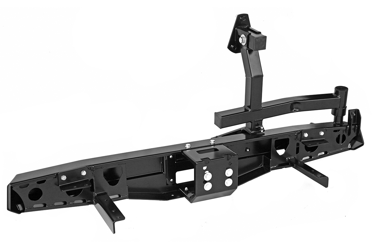 Бампер РИФ силовой задний УАЗ Хантер с площадкой под лебедку, калиткой, подсветкой номера лифт 65 мм