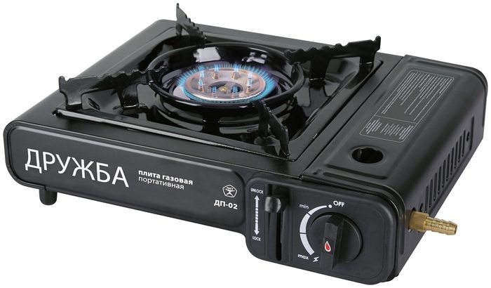 Плита газовая TOURIST ДРУЖБА, портативная, с переходником под бытовой баллон, в кейсе