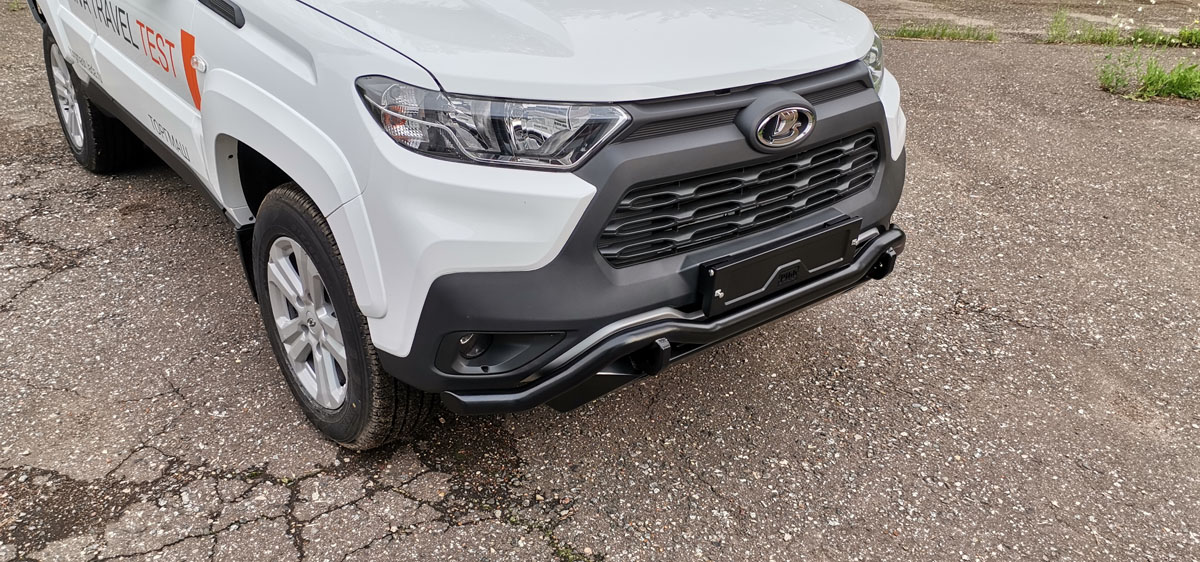 Бампер РИФ силовой передний/защита штатного бампера Lada Niva Travel с защитой радиатора
