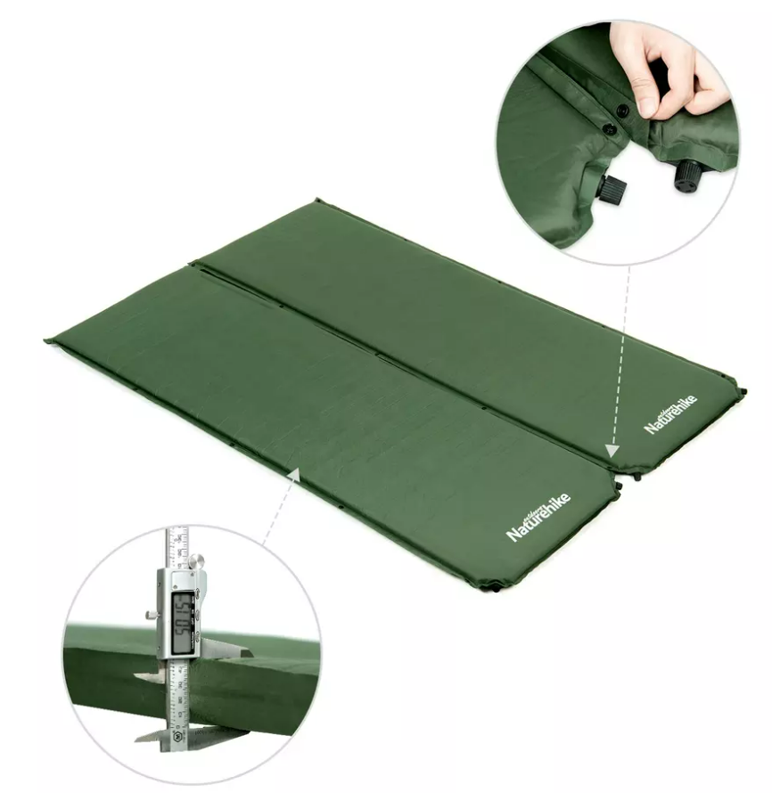 Коврик самонадувающийся Naturehike, 200х63х5 см, зеленый