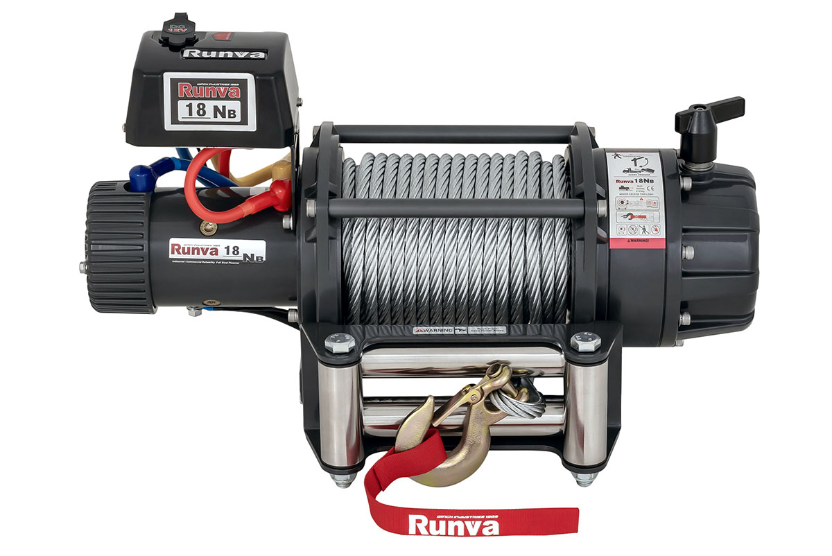Лебёдка автомобильная электрическая 12V Runva EWB18000S влагозащищенная, стальной трос