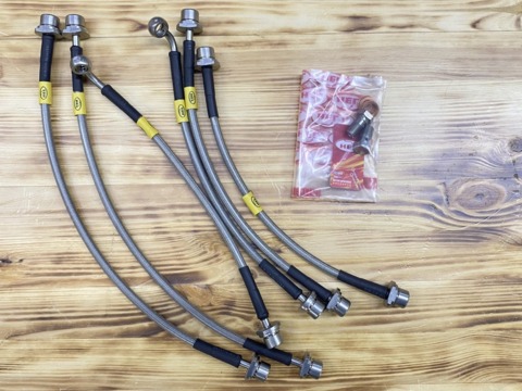 Toyota FJ Cruiser 2006-2022 (под лифт 50мм). Комплект из 6 армированных тормозных шлангов