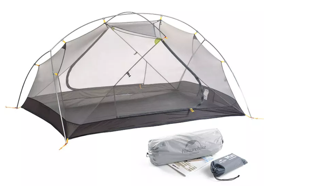 Палатка Naturehike Mongar Si 2-местная, алюминиевый каркас, сверхлегкая, серая
