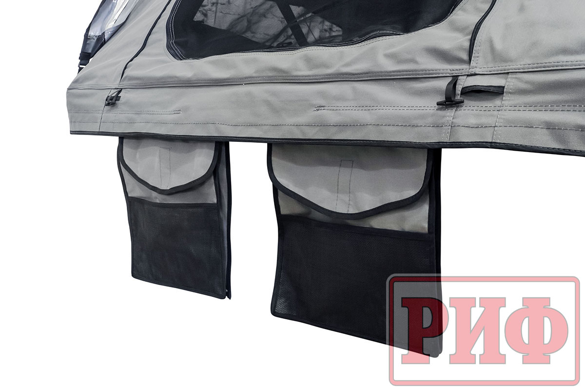 Палатка на крышу автомобиля РИФ Soft RT02-160 PRO, тент серый, 160х(240+70)х115 см