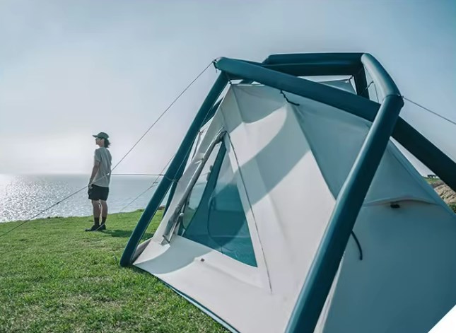 Палатка Naturehike Lingfeng Air 7.3 2-местная, быстросборная, надувной каркас, бело-голубая