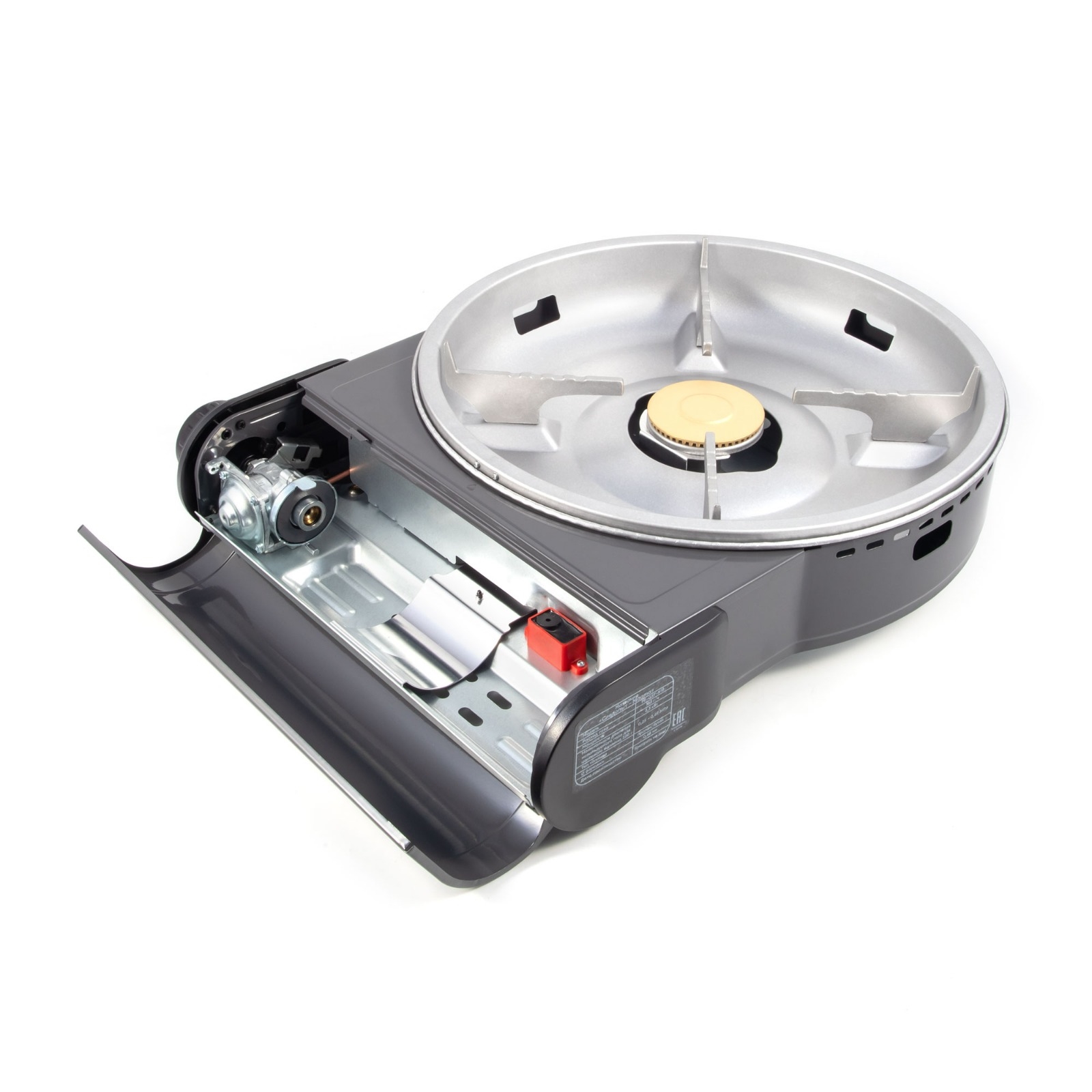 Плита газовая портативная СЛЕДОПЫТ "Magma" со сковородой и крышкой, диаметр 26 см