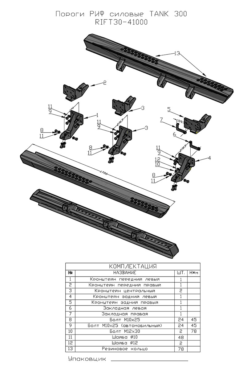 Пороги РИФ силовые для TANK 300