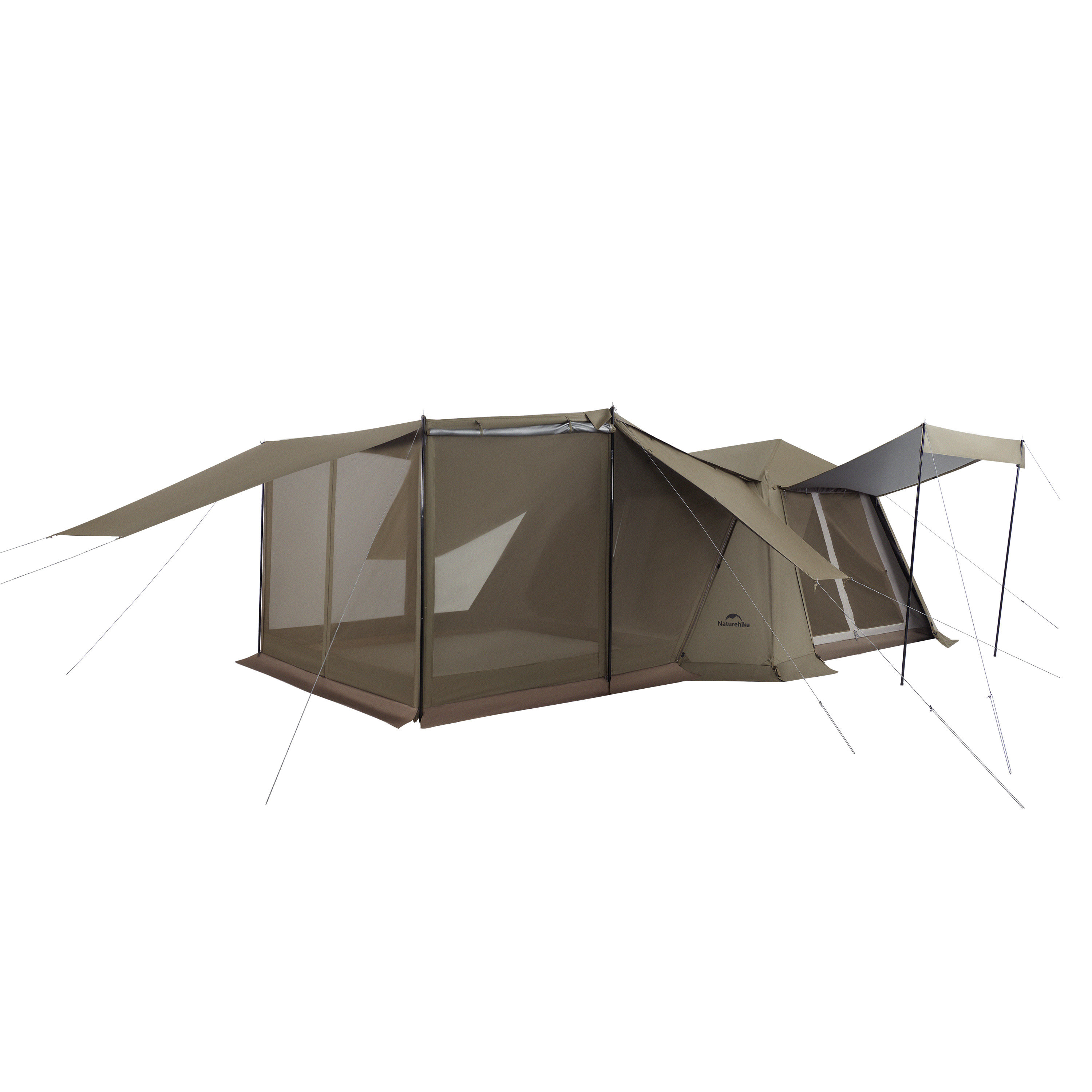 Палатка Naturehike Village 13 PRO автоматическая 5-8-местная, с верандой, темно-коричневая, блэкаут