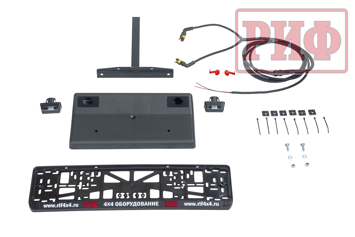 Калитка РИФ в штатный задний бампер Toyota Land Cruiser 200 (2008-2015), под штатное колесо, без фаркопа, с подсветкой номера