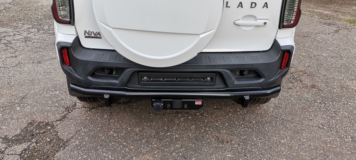 Бампер РИФ силовой задний/защита штатного бампера Lada Niva Travel с возможностью установки фаркопа