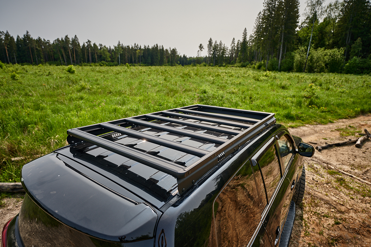 Багажник экспедиционный (платформа) алюминиевый РИФ 1200x2080 мм для Toyota Land Cruiser 200 (с крепежом)