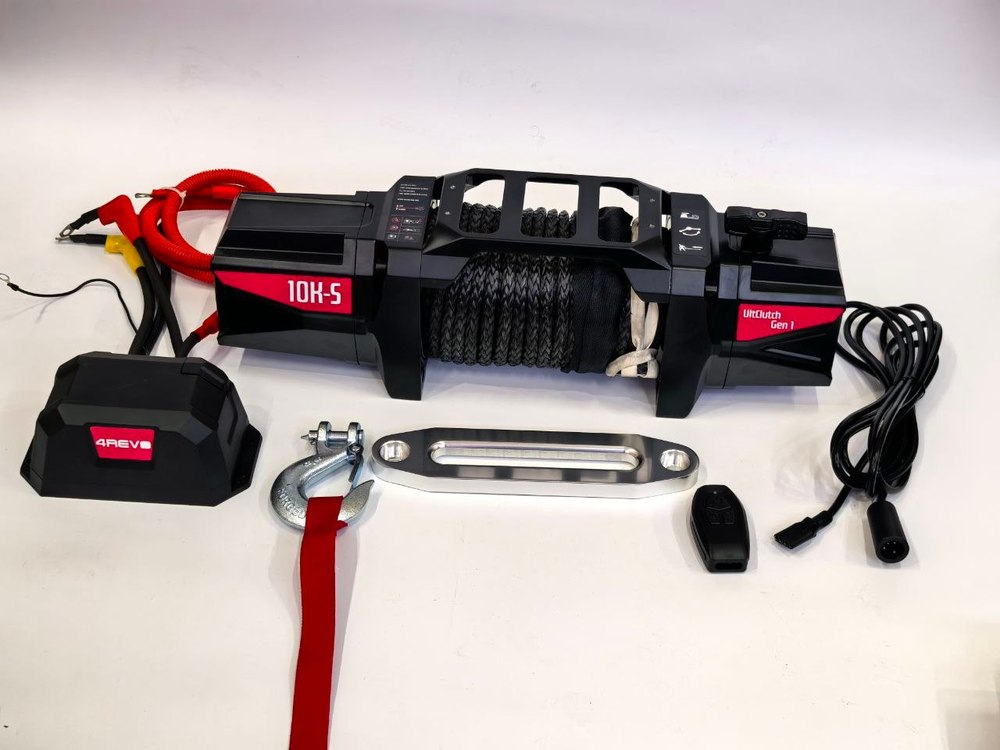 Лебедка автомобильная 4REVO 10K-S 12V (синтетический трос)