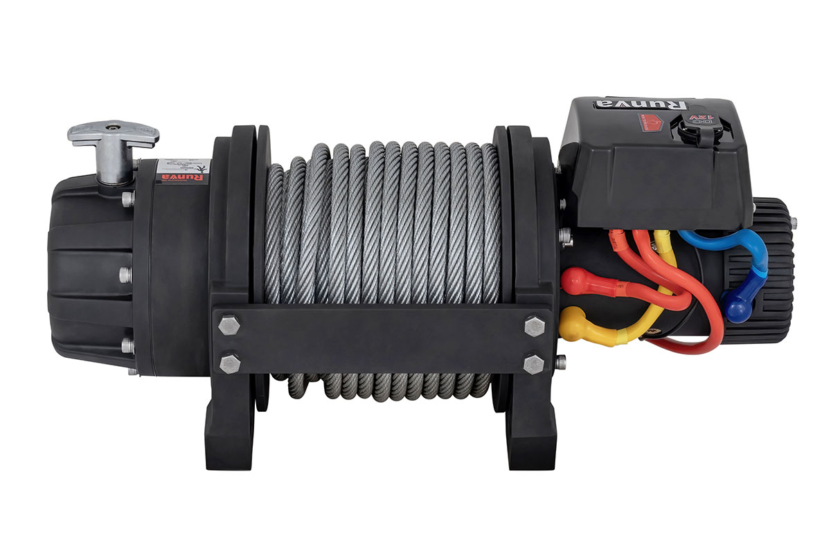 Лебёдка электрическая 12V Runva EWB25000S влагозащищенная, стальной трос