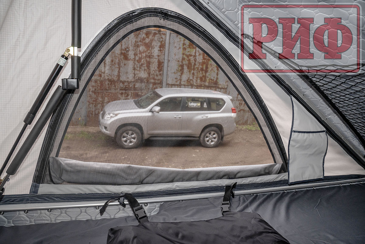 Палатка на крышу автомобиля РИФ Hard RT05-125W, корпус белый, тент светло-серый, 210х125х150