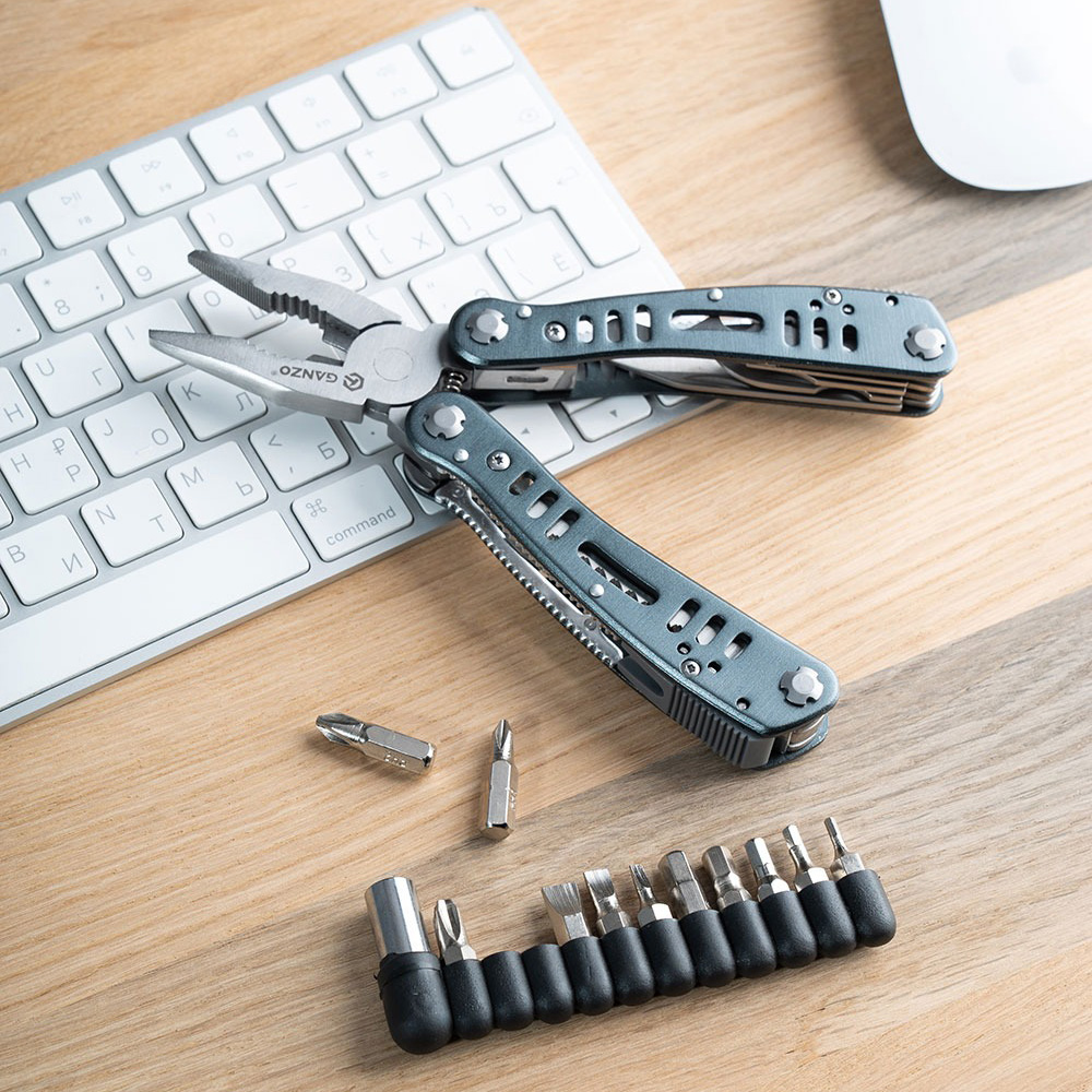 Мультитул GANZO, 165х18 мм, 24 предмета, цвет голубой