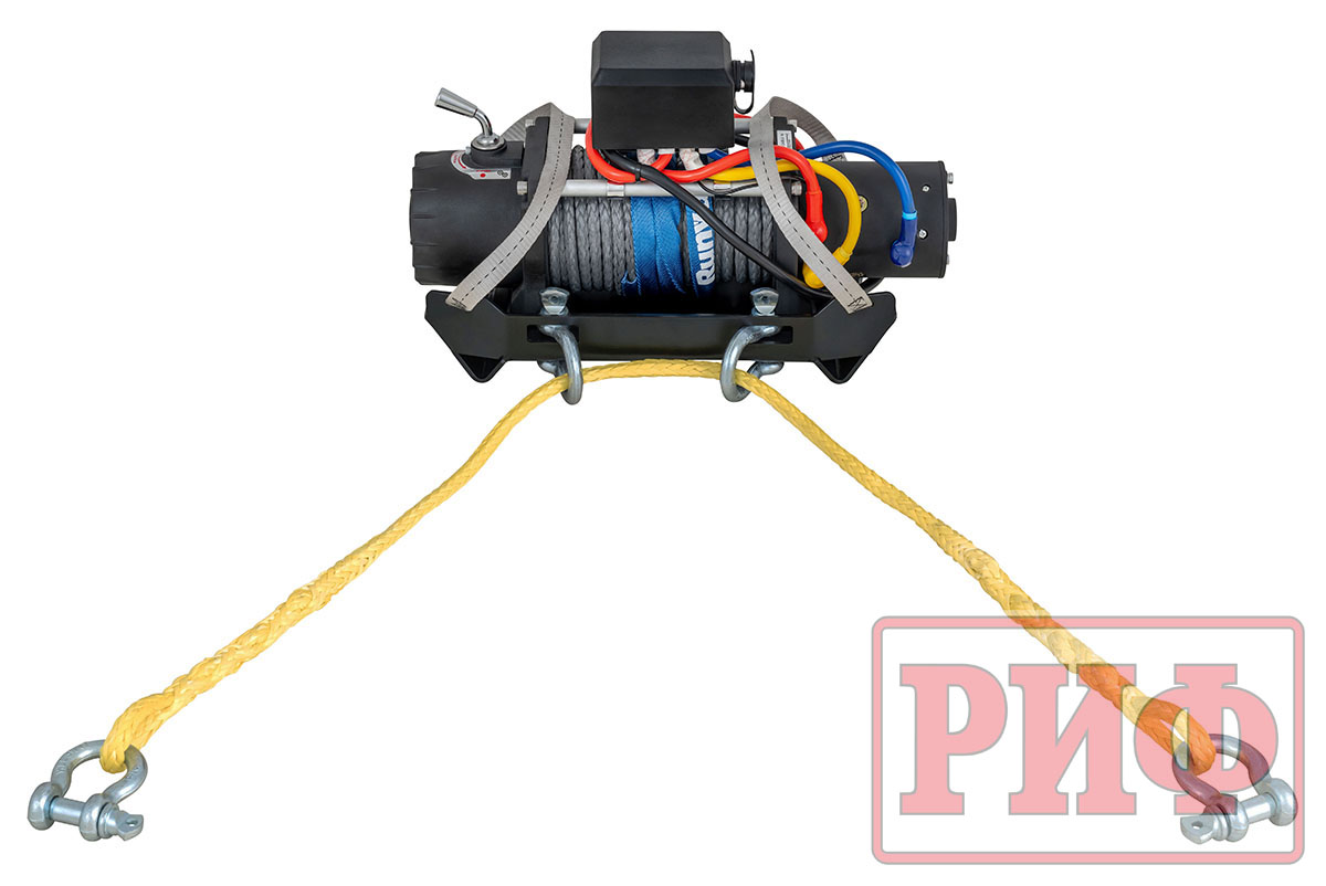 Лебёдка переносная РИФ 9500SR c облегчённой площадкой и проводами (синт. трос)
