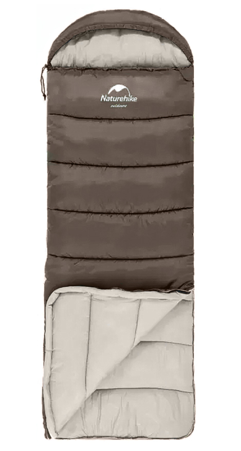 Мешок спальный Naturehike U250S, (190х30)х75 см, (левый) (ТК: 0C), коричневый