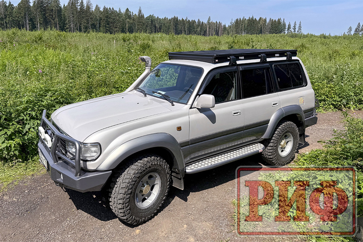 Багажник экспедиционный (платформа) алюминиевый РИФ 1250x2080 мм для Toyota Land Cruiser 80 (с крепежом)