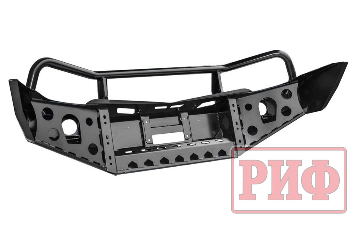 Бампер РИФ передний Mitsubishi L200 2005+/Pajero Sport с доп. фарами и кенгурином