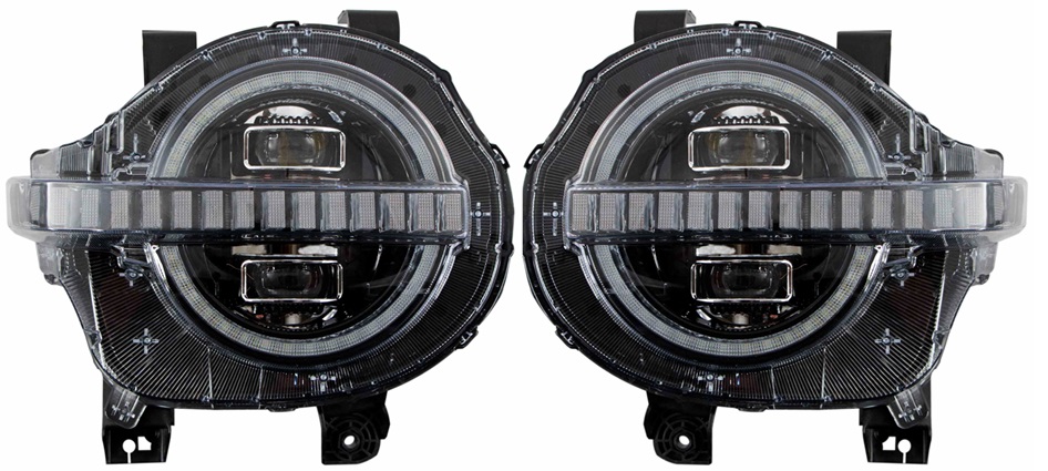 Комплект светодиодных фар для а/м TANK 300 с кольцевым ДХО в стиле Бронко, динамическим приветствием в ДХО