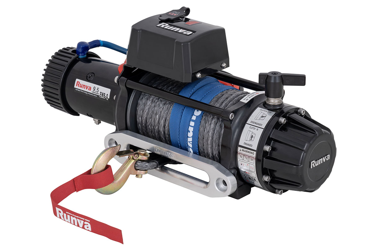Лебёдка электрическая высокоскоростная 12V Runva EWB9500S-Q 4350 кг, влагозащищенная, синтетический трос